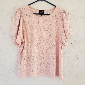 W5 Pink Eyelet Top
